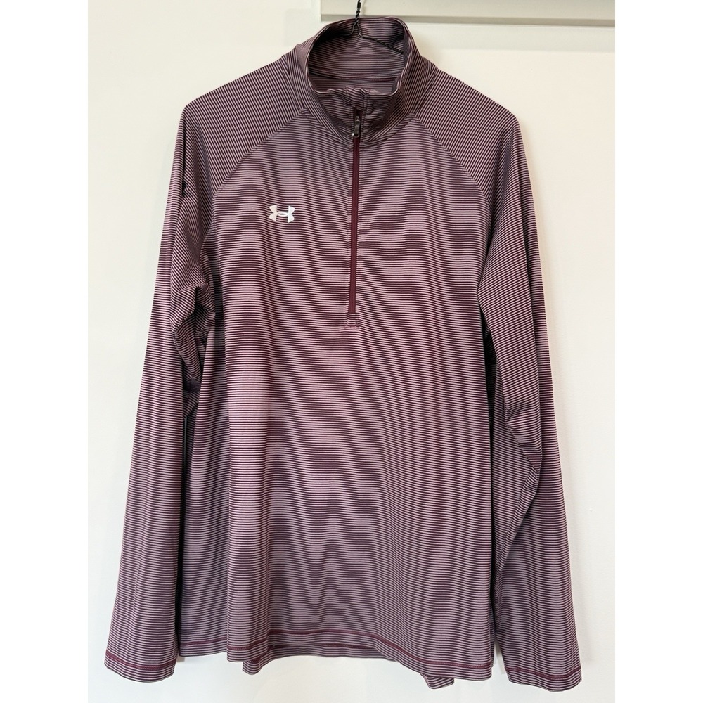 Under Armour HeatGear Women's S XL Loose Gray Maroon1/4 Zip Long Sleeve Pullover